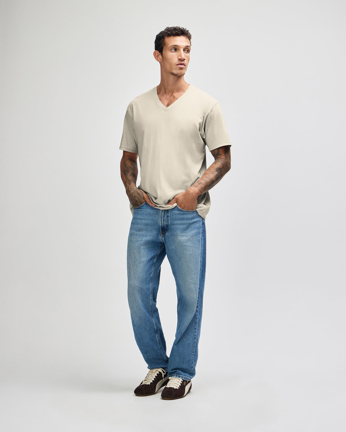 American Apparel CVC Unisex V-neck T-shirt - Heather Bone