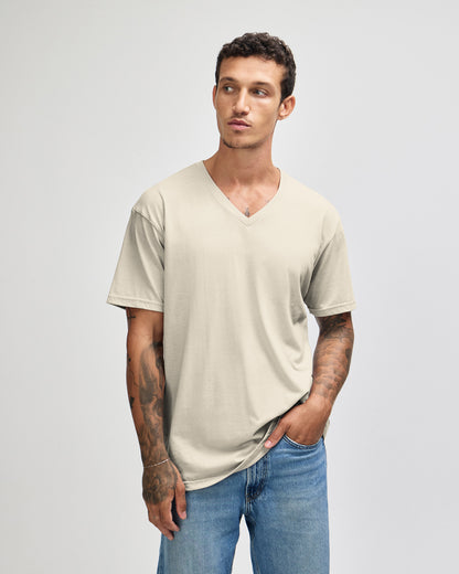 American Apparel CVC Unisex V-neck T-shirt - Heather Bone