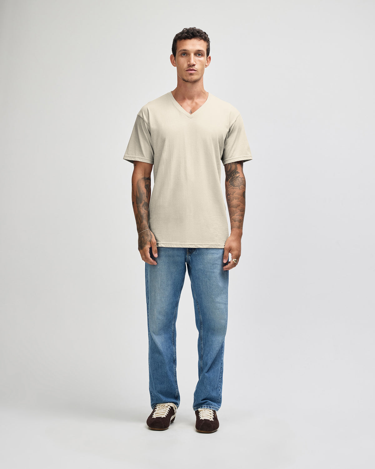 American Apparel CVC Unisex V-neck T-shirt - Heather Bone