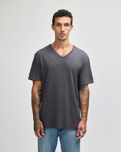 American Apparel CVC Unisex V-neck T-shirt - Heather Charcoal