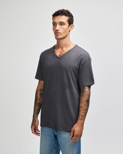 American Apparel CVC Unisex V-neck T-shirt - Heather Charcoal