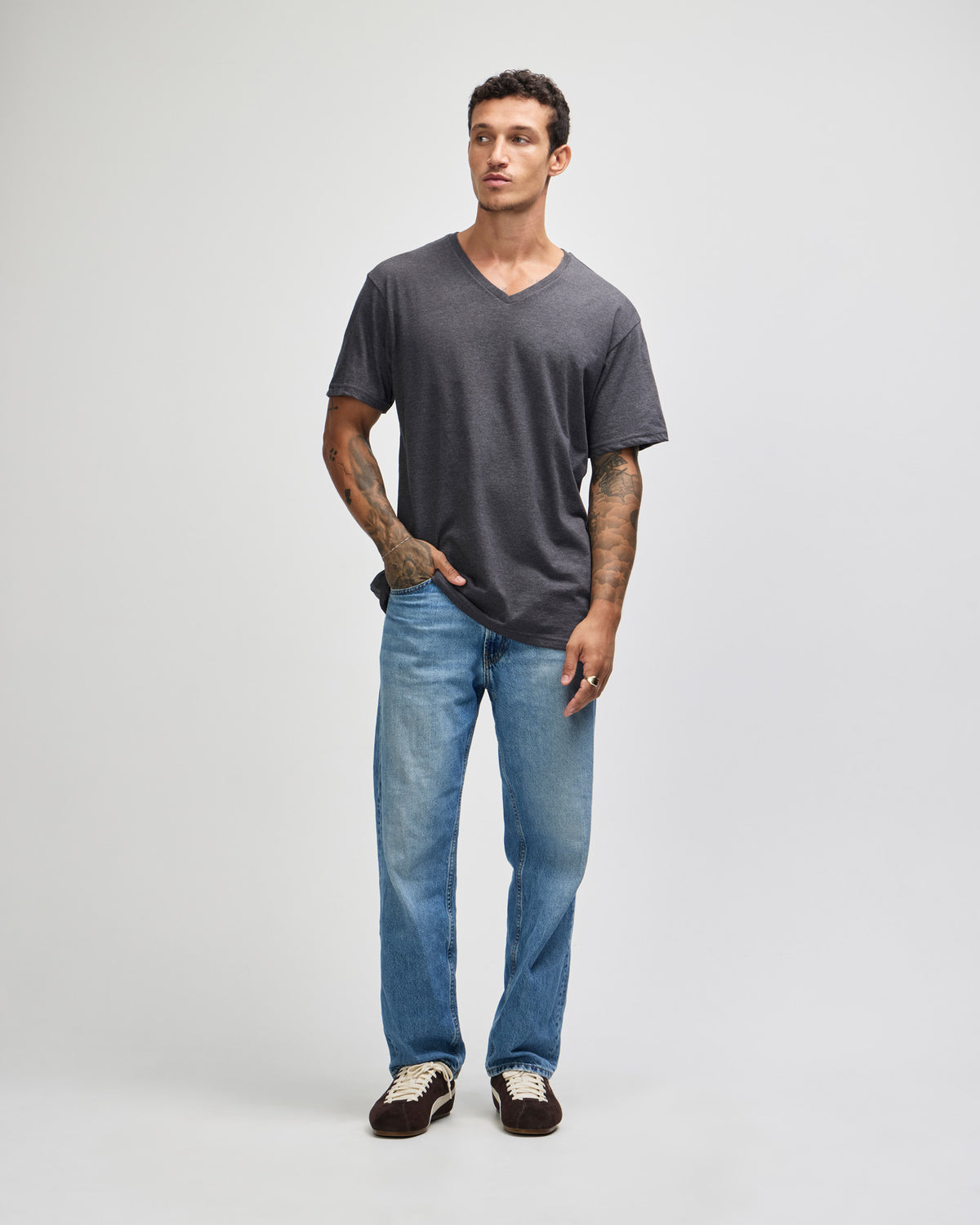 American Apparel CVC Unisex V-neck T-shirt - Heather Charcoal