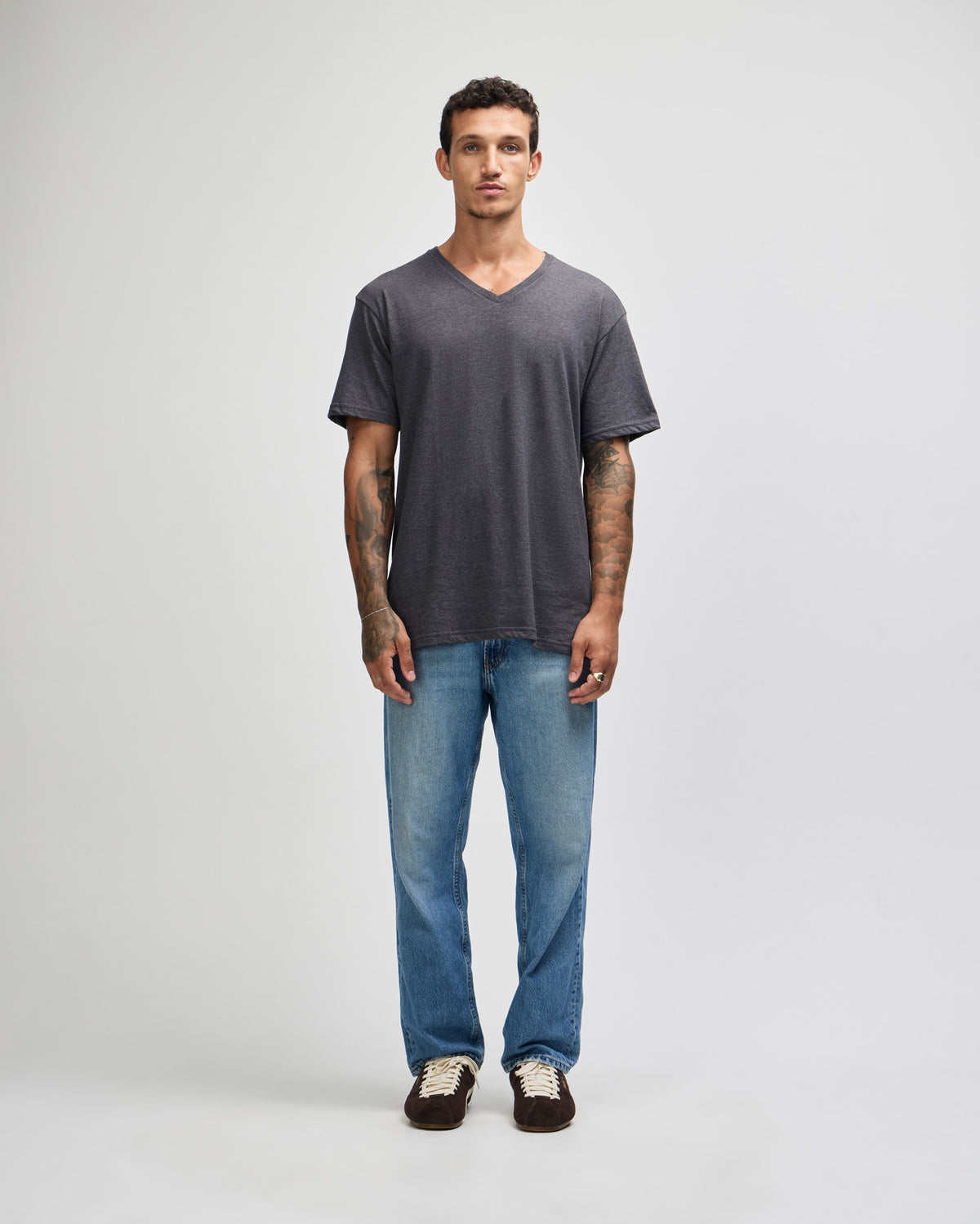 American Apparel CVC Unisex V-neck T-shirt - Heather Charcoal