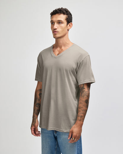 American Apparel CVC Unisex V-neck T-shirt - Heather Khaki