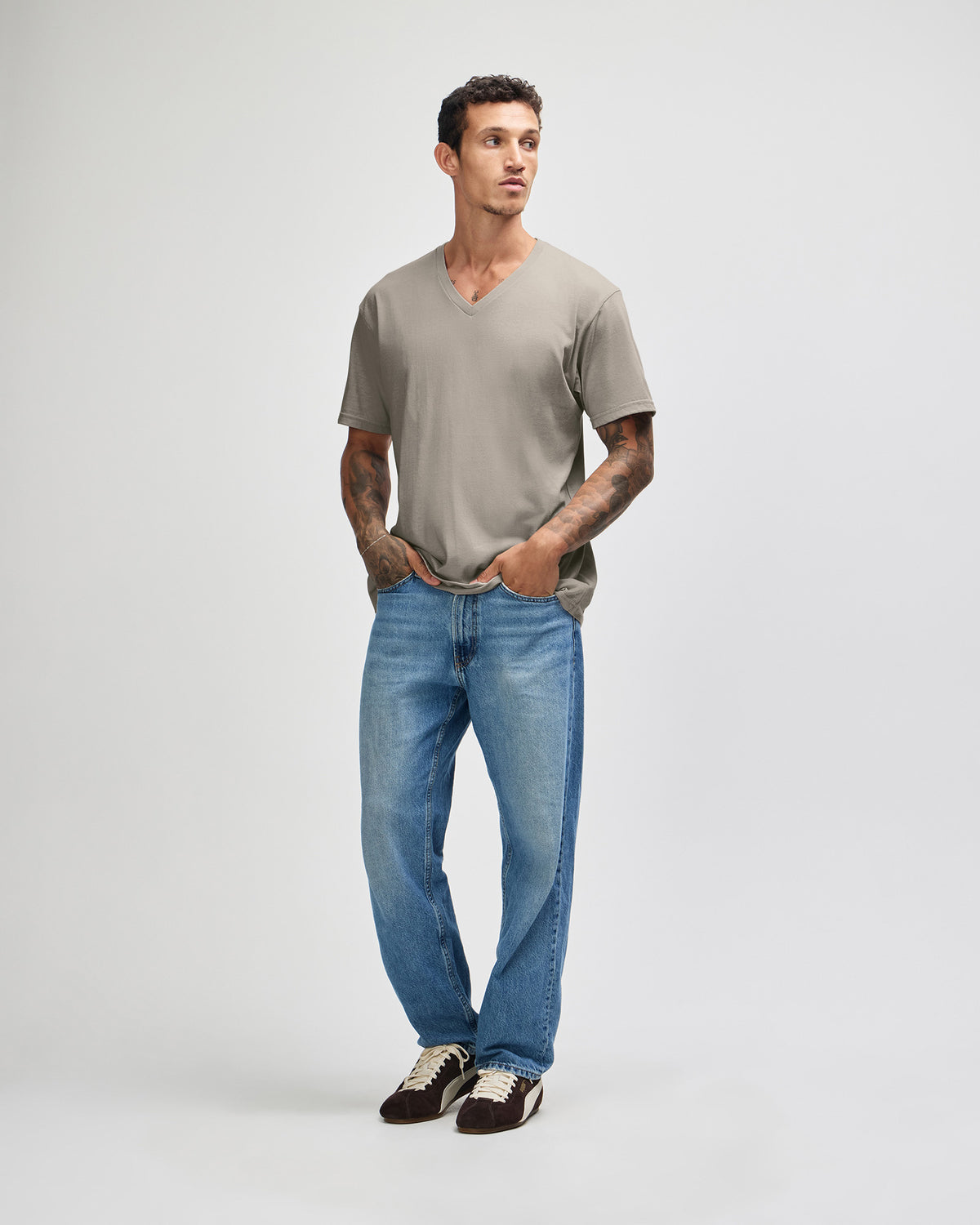 American Apparel CVC Unisex V-neck T-shirt - Heather Khaki