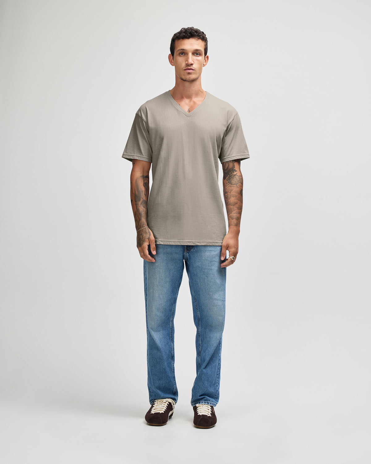 American Apparel CVC Unisex V-neck T-shirt - Heather Khaki