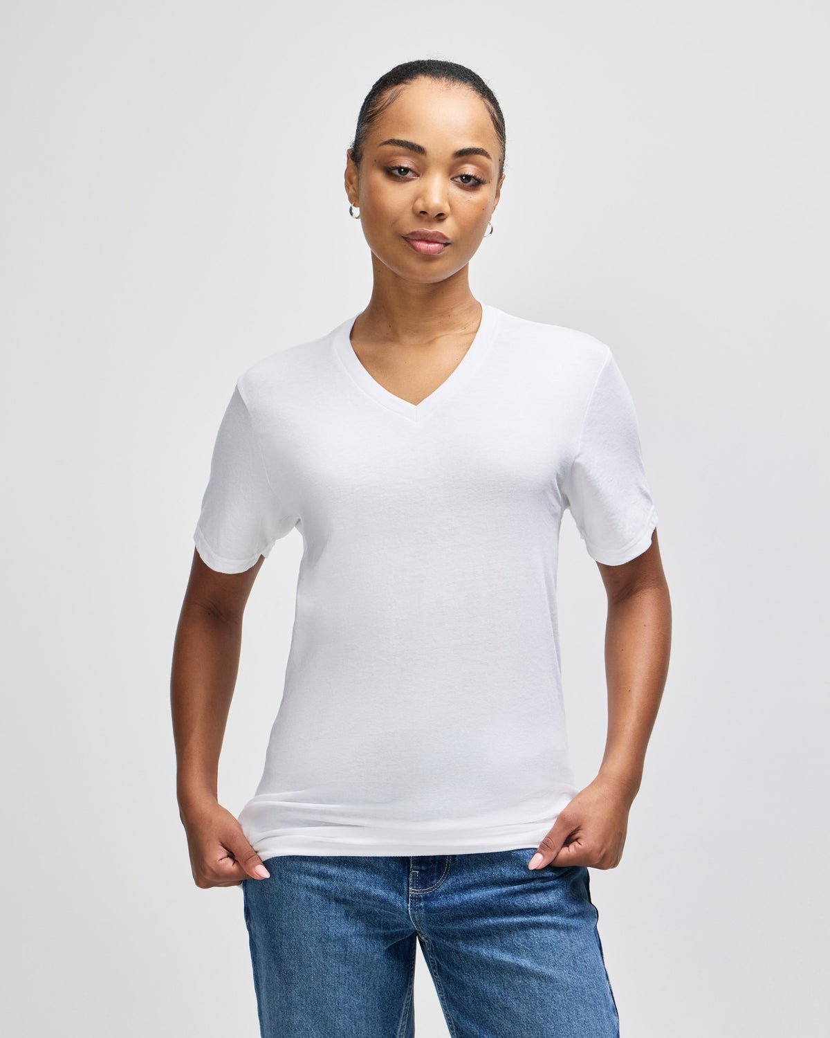 American Apparel CVC Unisex V-neck T-shirt - White