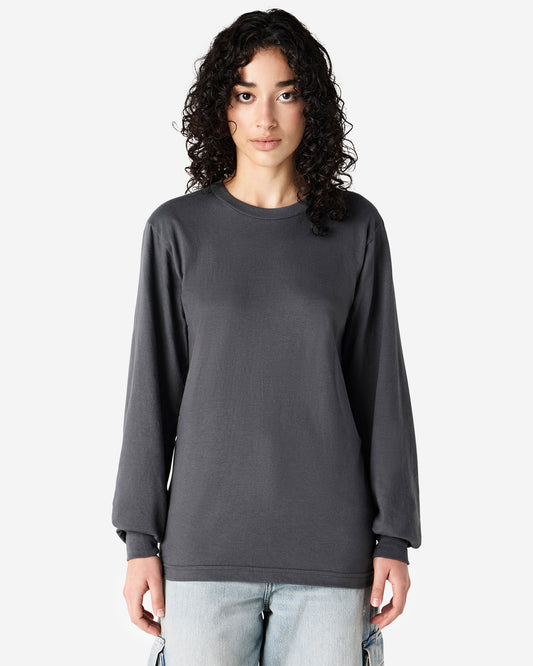 American Apparel Cotton Long Sleeve Fine Jersey T-shirt - Asphalt