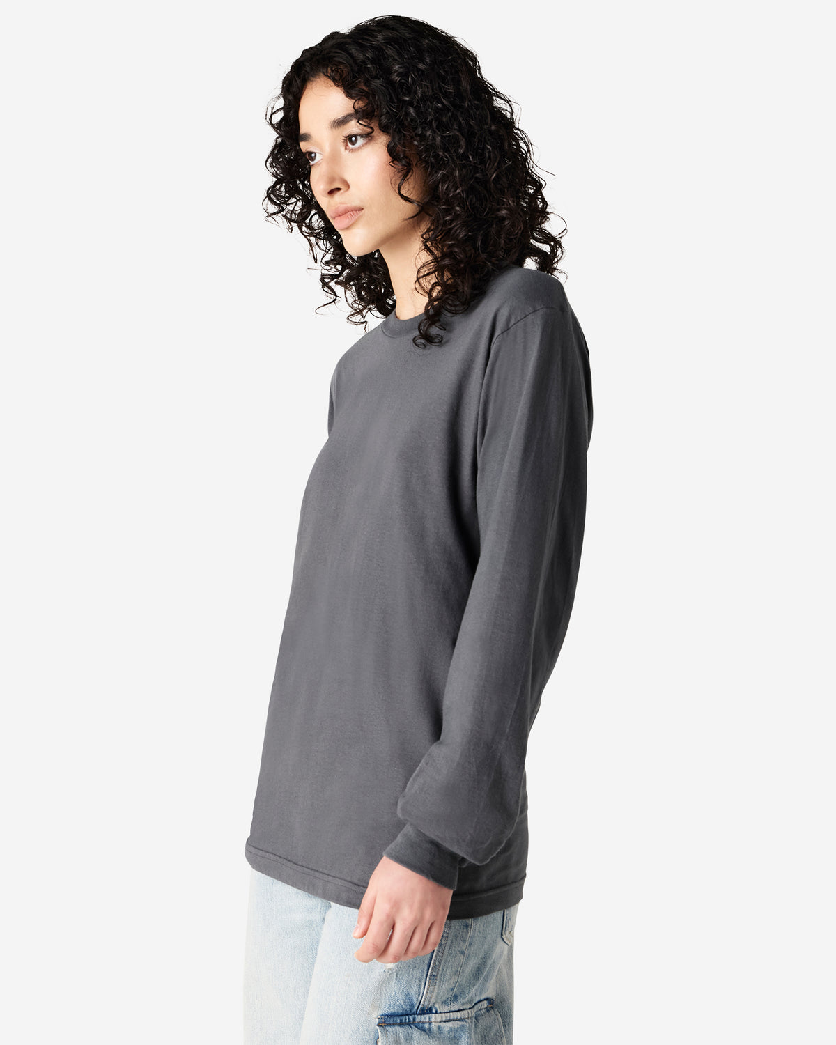 American Apparel Cotton Long Sleeve Fine Jersey T-shirt - Asphalt