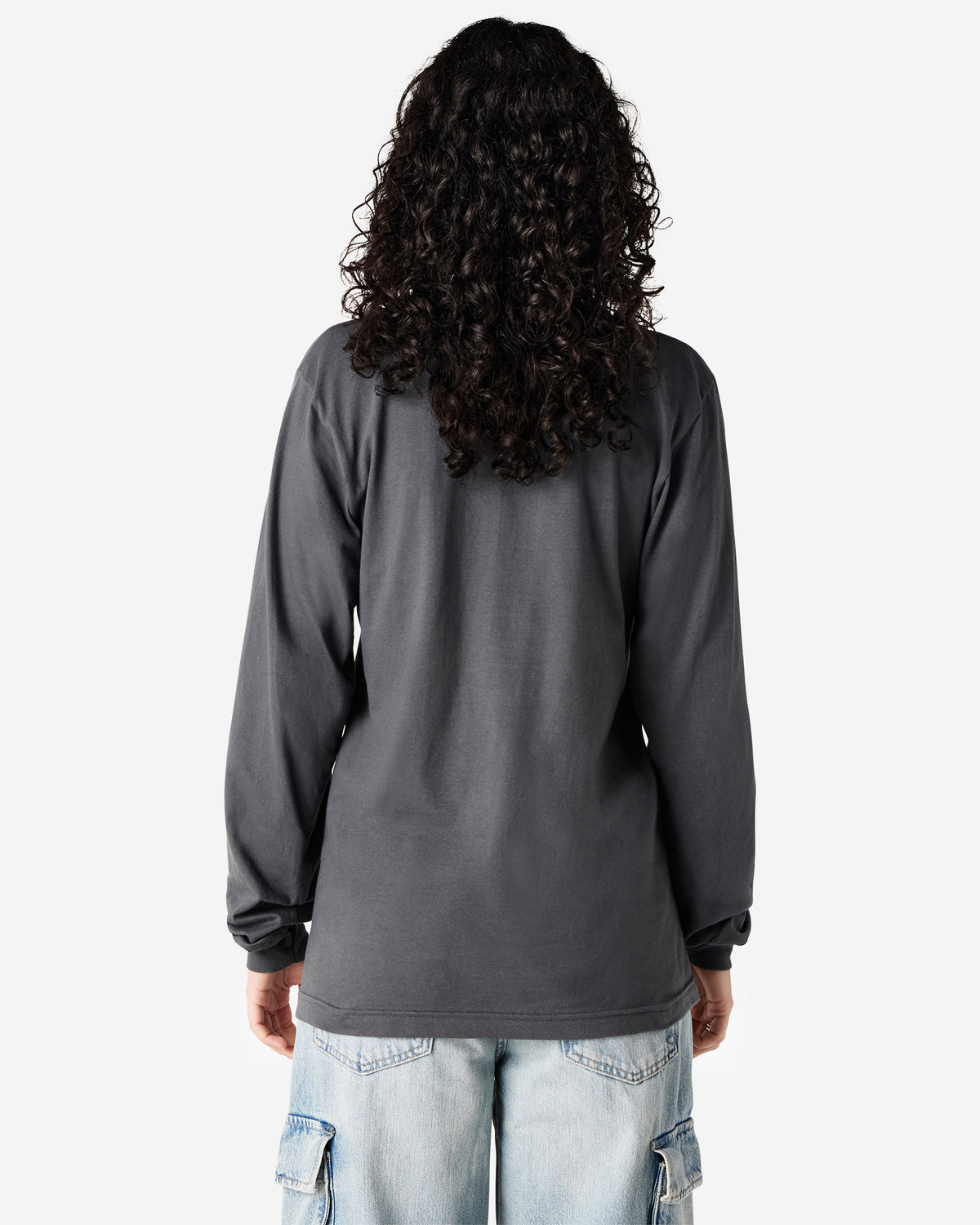 American Apparel Cotton Long Sleeve Fine Jersey T-shirt - Asphalt