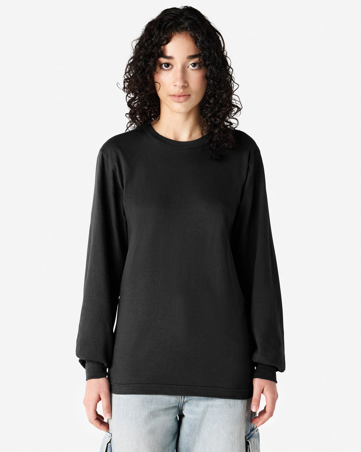American Apparel Cotton Long Sleeve Fine Jersey T-shirt - Black