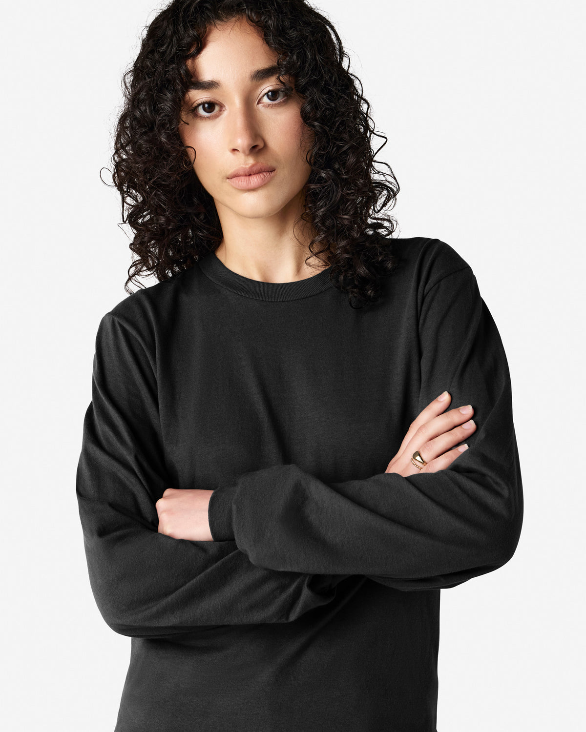 American Apparel Cotton Long Sleeve Fine Jersey T-shirt - Black