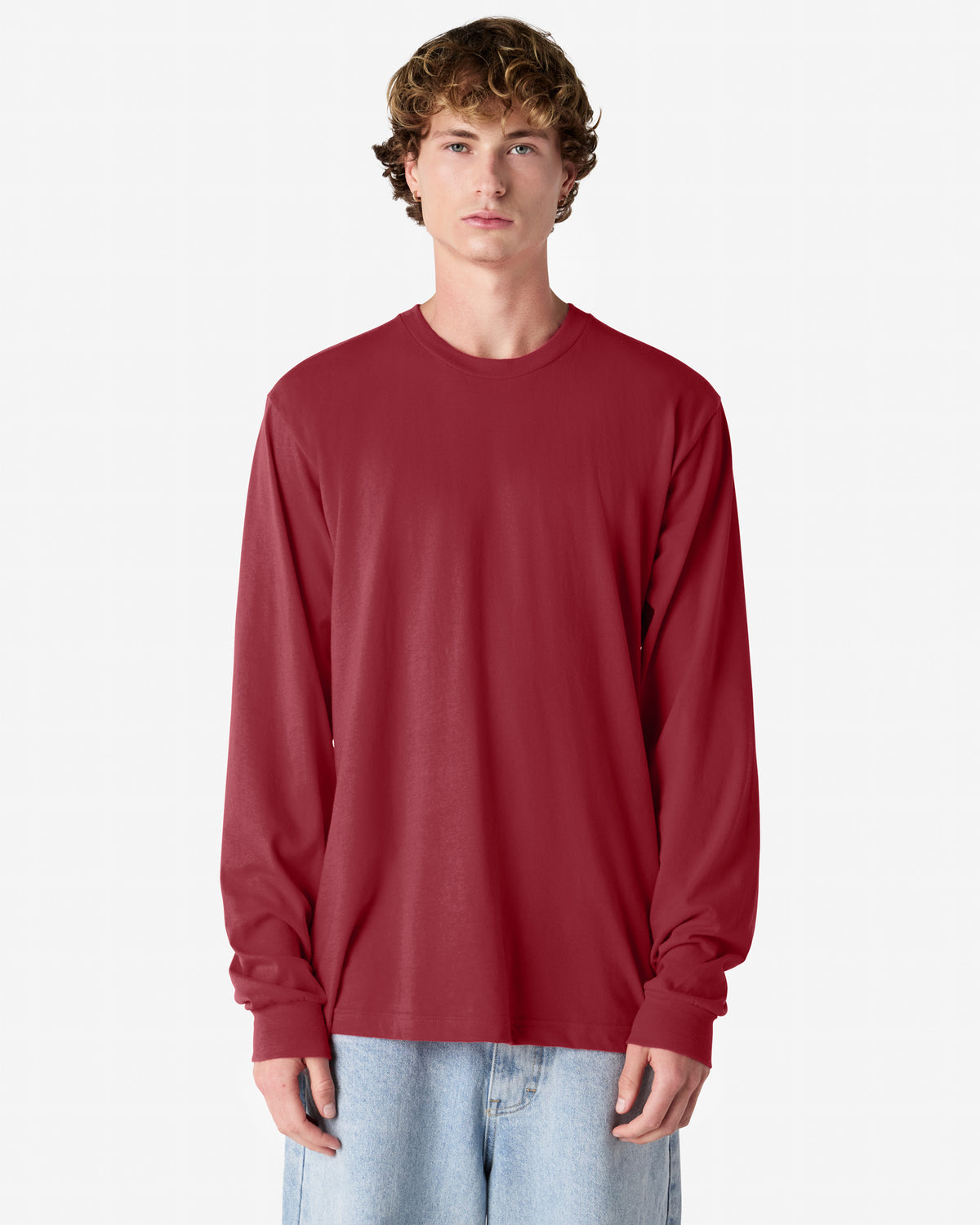 American Apparel Cotton Long Sleeve Fine Jersey T-shirt - Cranberry