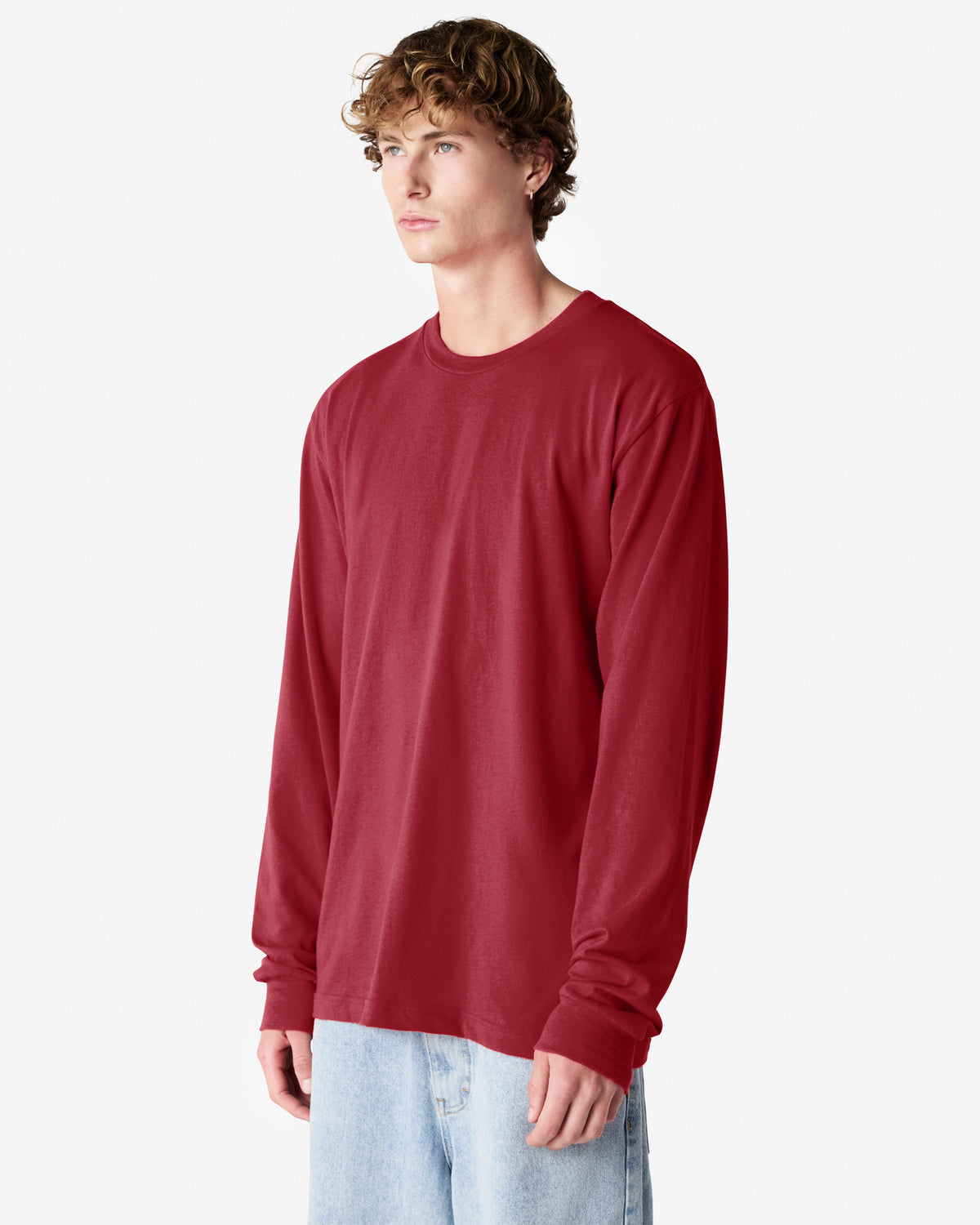 American Apparel Cotton Long Sleeve Fine Jersey T-shirt - Cranberry