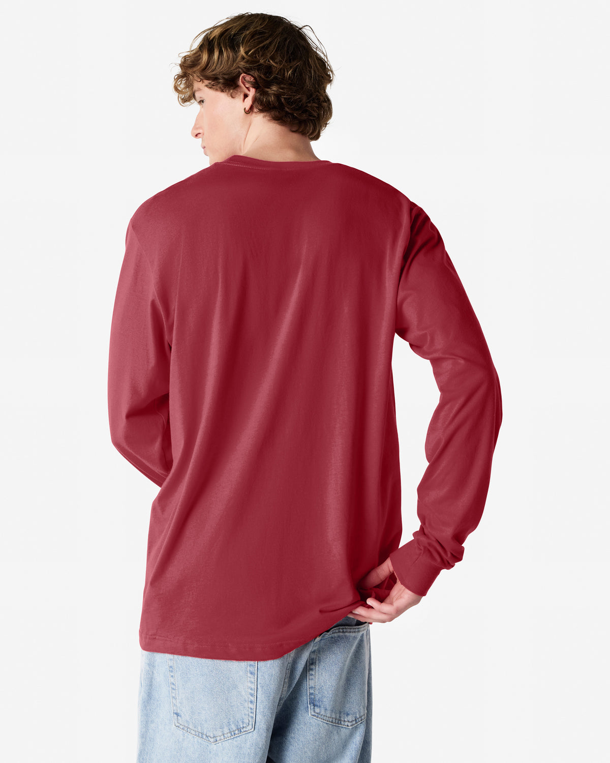 American Apparel Cotton Long Sleeve Fine Jersey T-shirt - Cranberry