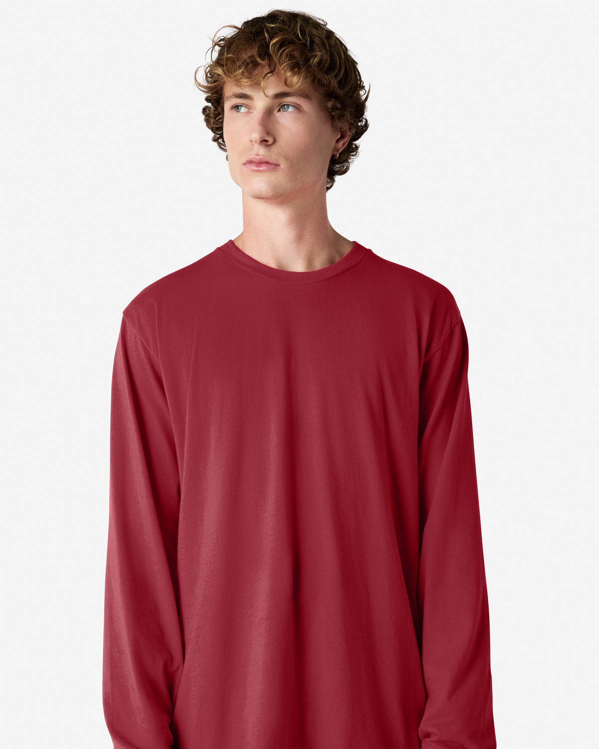 American Apparel Cotton Long Sleeve Fine Jersey T-shirt - Cranberry