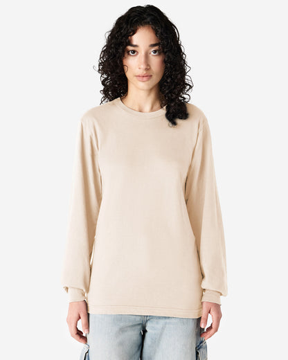 American Apparel Cotton Long Sleeve Fine Jersey T-shirt - Cream