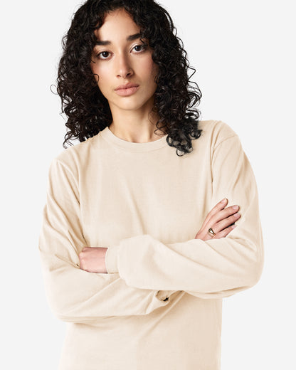 American Apparel Cotton Long Sleeve Fine Jersey T-shirt - Cream