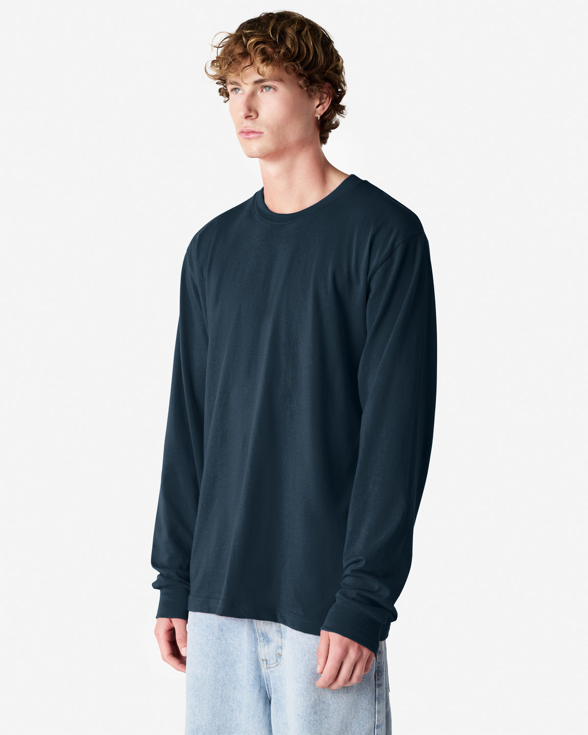 American Apparel Cotton Long Sleeve Fine Jersey T-shirt - Navy