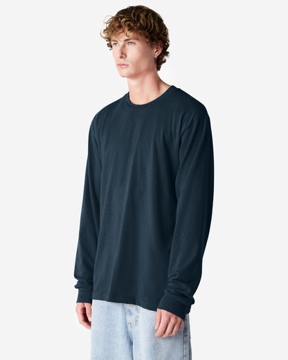 American Apparel Cotton Long Sleeve Fine Jersey T-shirt - Navy