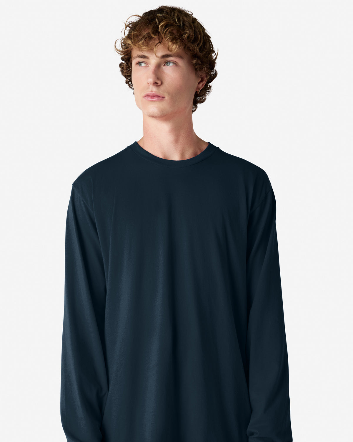 American Apparel Cotton Long Sleeve Fine Jersey T-shirt - Navy