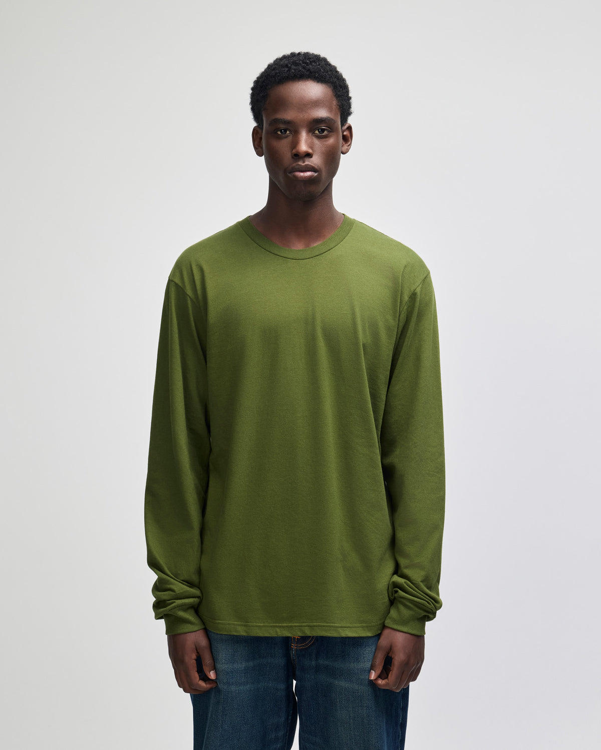 American Apparel Cotton Long Sleeve Fine Jersey T-shirt - Olive