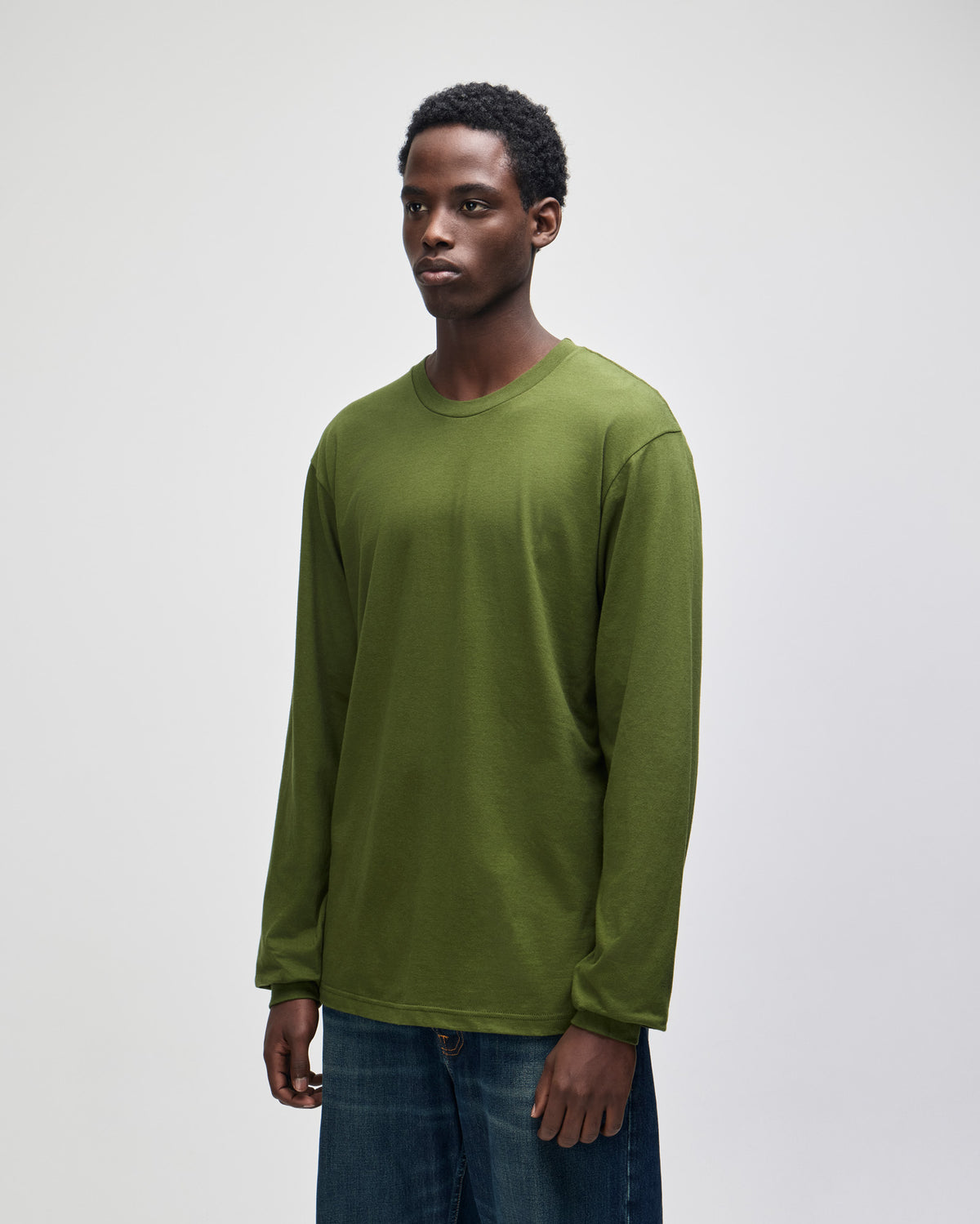 American Apparel Cotton Long Sleeve Fine Jersey T-shirt - Olive