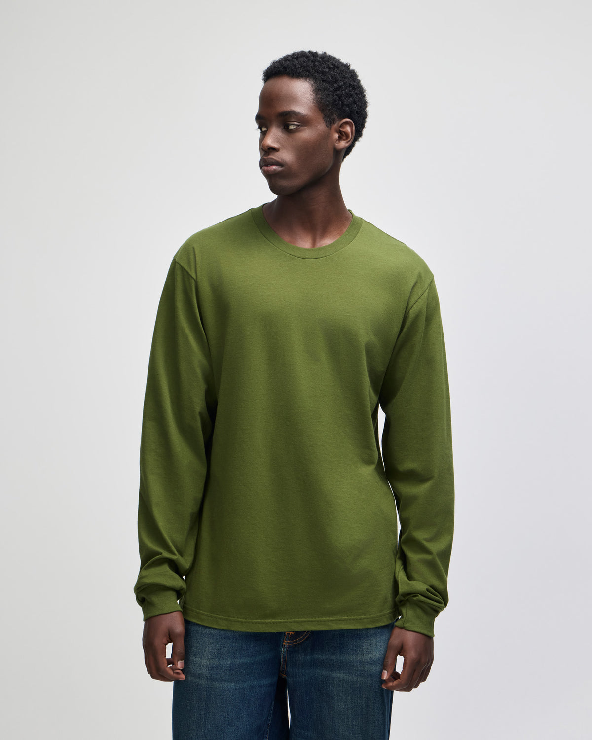 American Apparel Cotton Long Sleeve Fine Jersey T-shirt - Olive