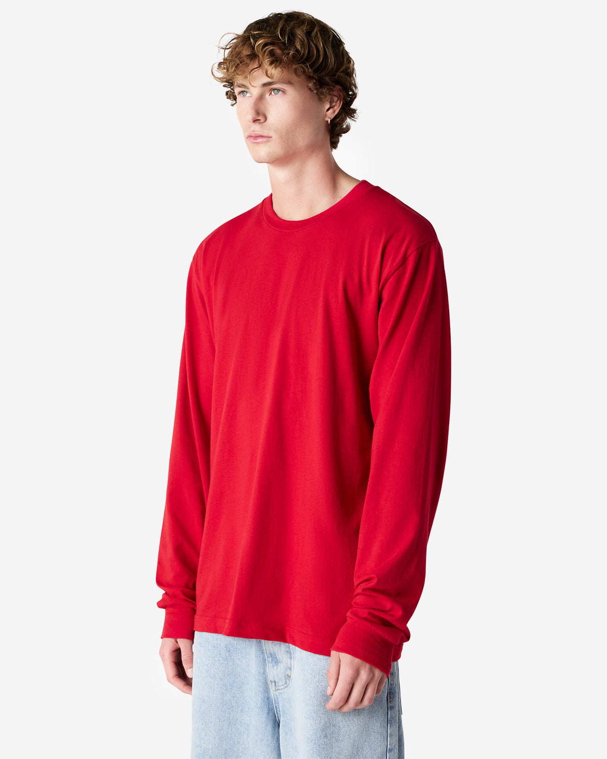 American Apparel Cotton Long Sleeve Fine Jersey T-shirt - Red