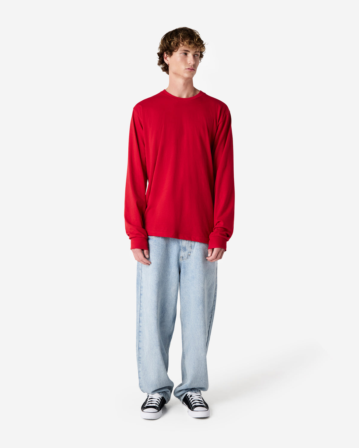 American Apparel Cotton Long Sleeve Fine Jersey T-shirt - Red
