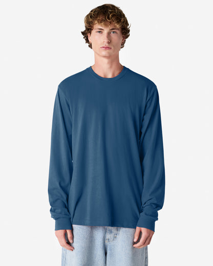 American Apparel Cotton Long Sleeve Fine Jersey T-shirt - Sea Blue