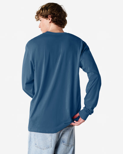 American Apparel Cotton Long Sleeve Fine Jersey T-shirt - Sea Blue