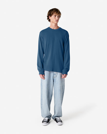 American Apparel Cotton Long Sleeve Fine Jersey T-shirt - Sea Blue