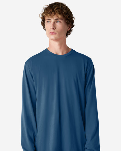 American Apparel Cotton Long Sleeve Fine Jersey T-shirt - Sea Blue
