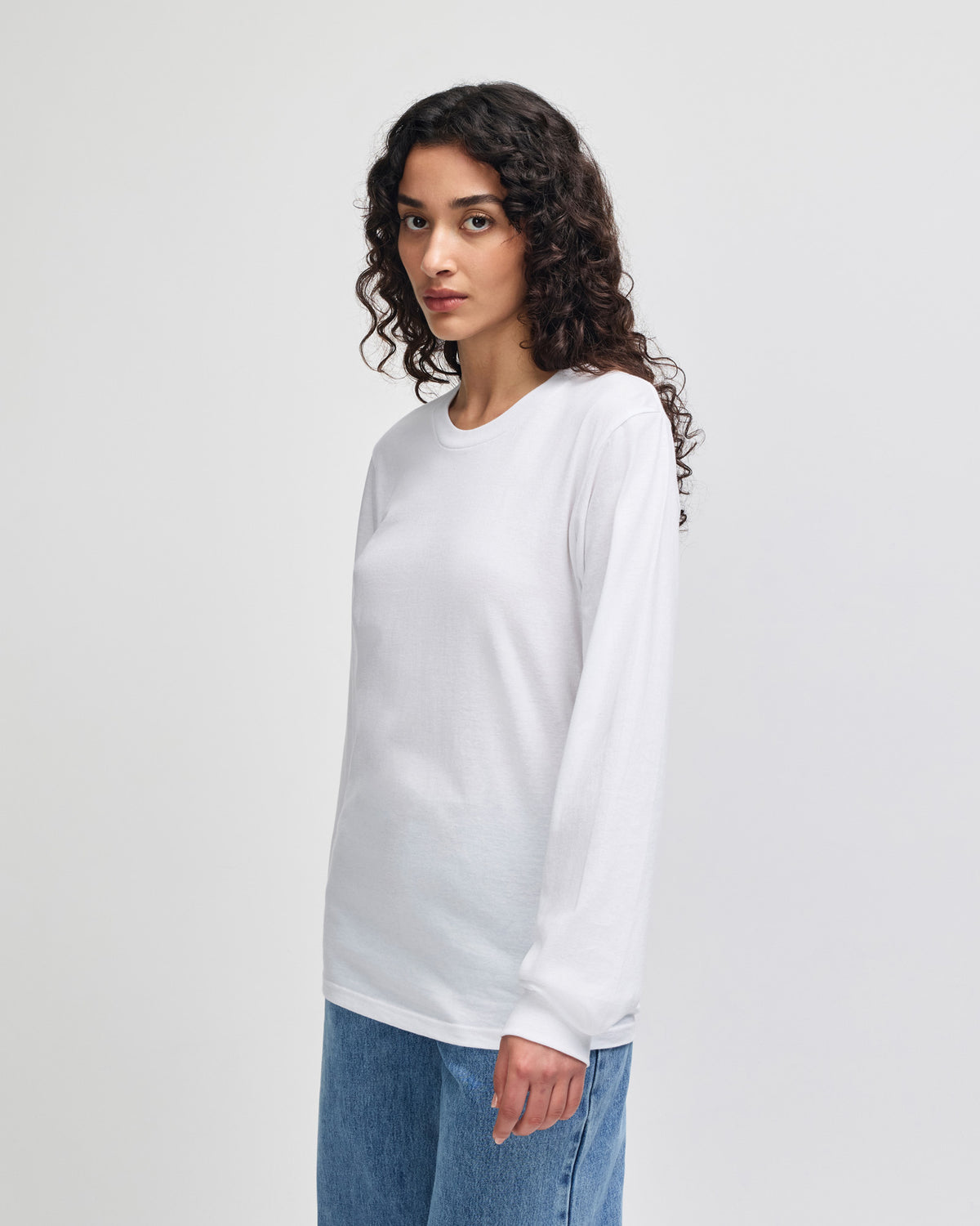 American Apparel Cotton Long Sleeve Fine Jersey T-shirt - White