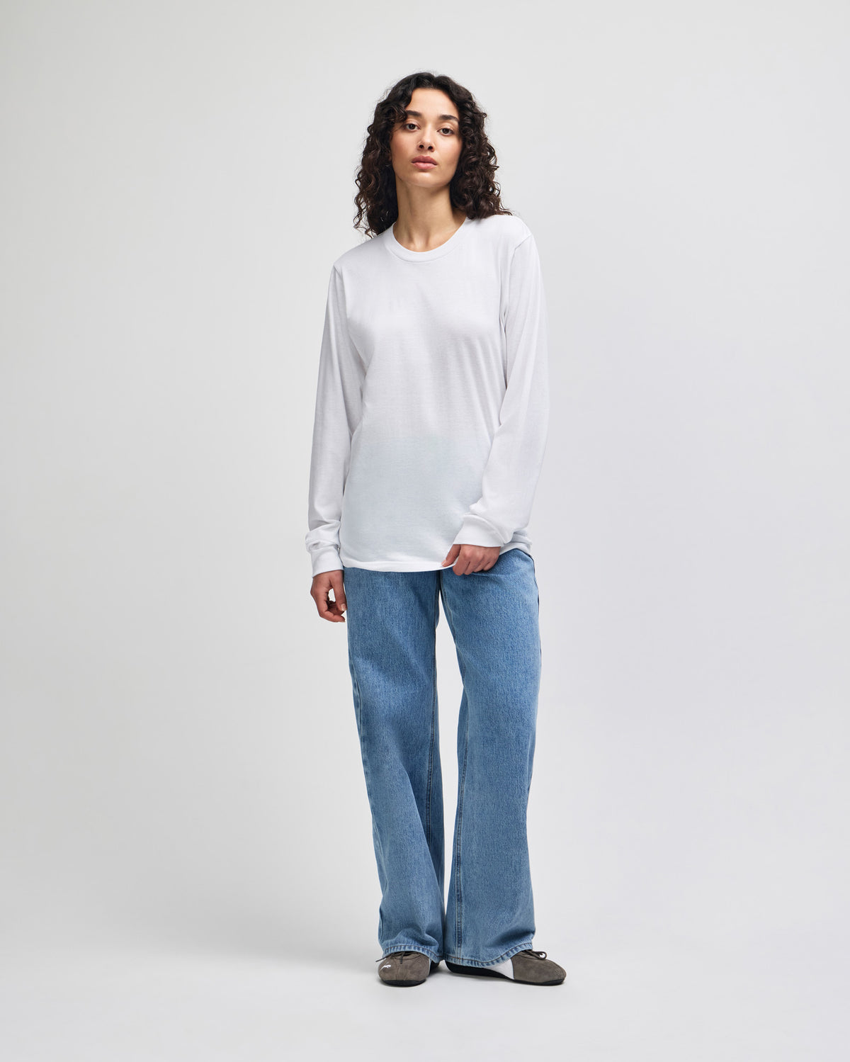 American Apparel Cotton Long Sleeve Fine Jersey T-shirt - White