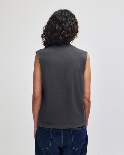 American Apparel Heavyweight Cotton Unisex Garment Dyed Boxy Muscle T-Shirt - Faded Black