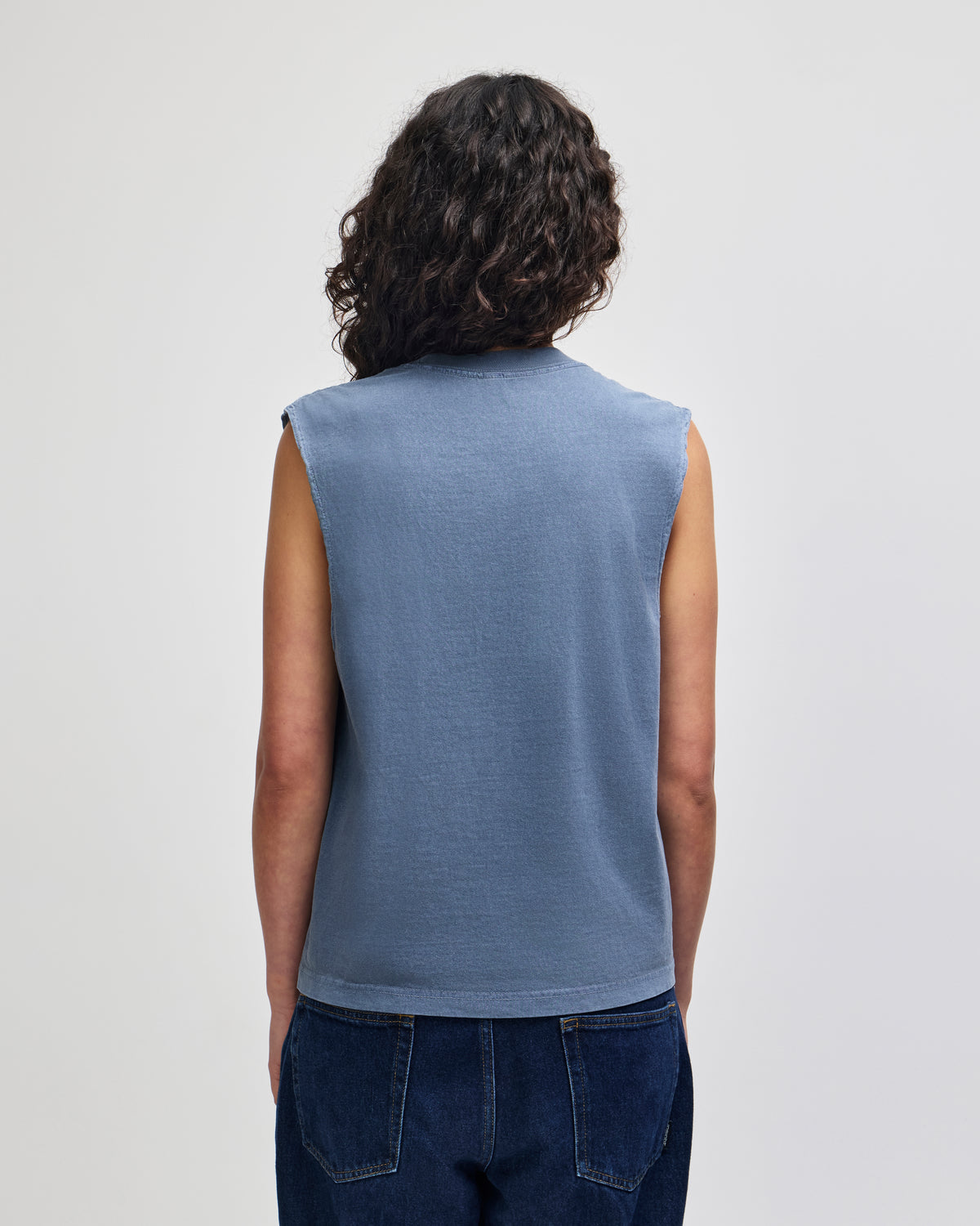 American Apparel Heavyweight Cotton Unisex Garment Dyed Boxy Muscle T-Shirt - Faded Navy