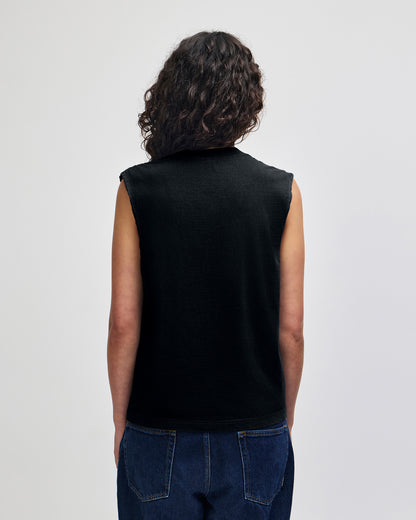 American Apparel Heavyweight Cotton Unisex Garment Dyed Boxy Muscle T-Shirt - True Black