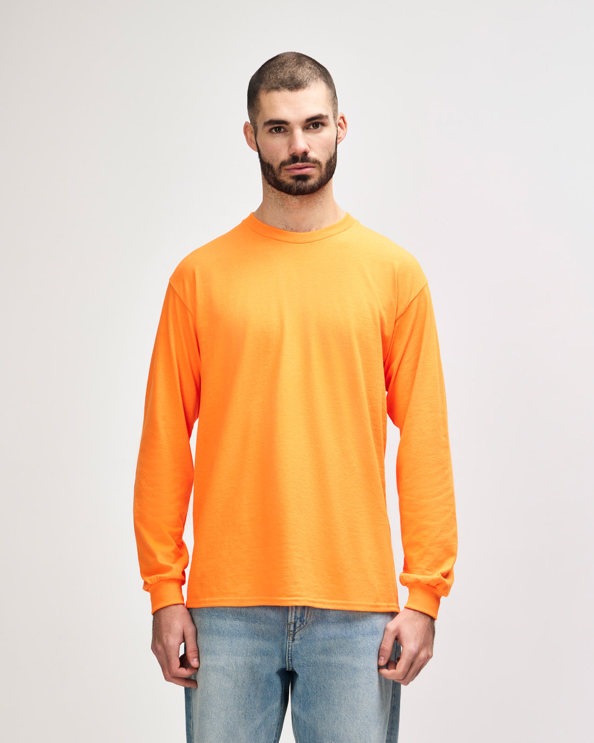 Gildan Ultra Cotton Adult Long Sleeve T-Shirt - Safety Orange