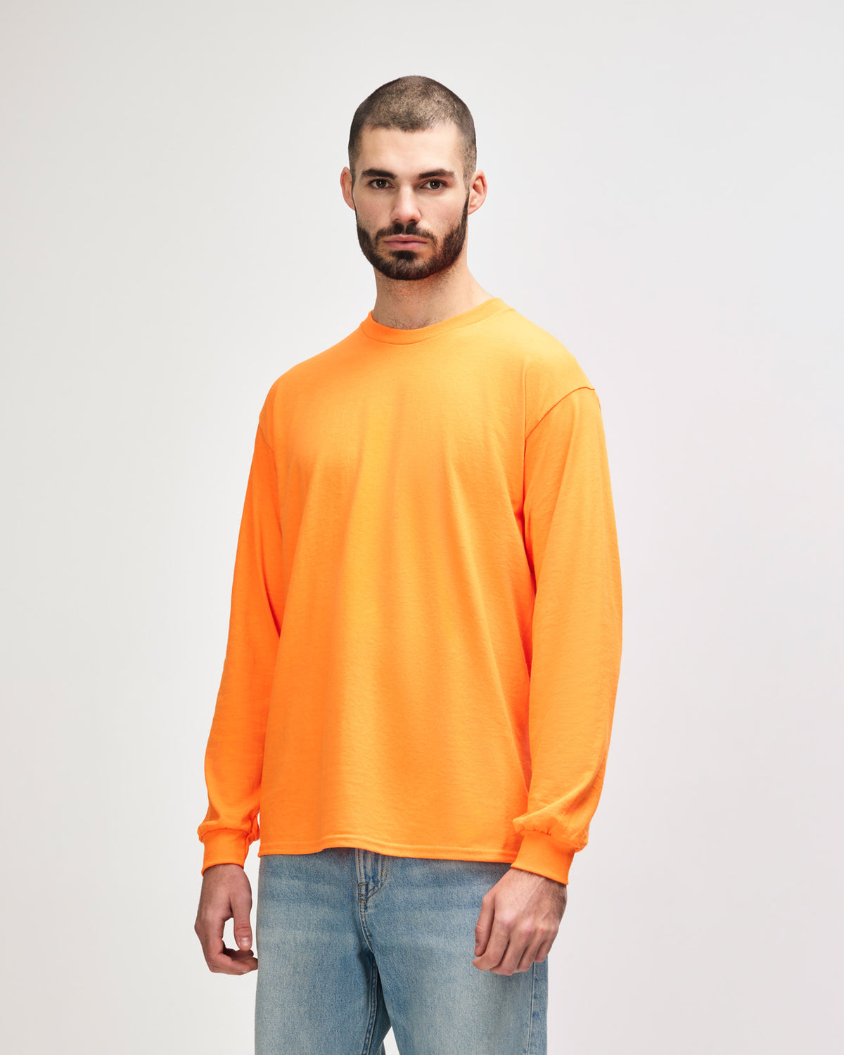 Gildan Ultra Cotton Adult Long Sleeve T-Shirt - Safety Orange