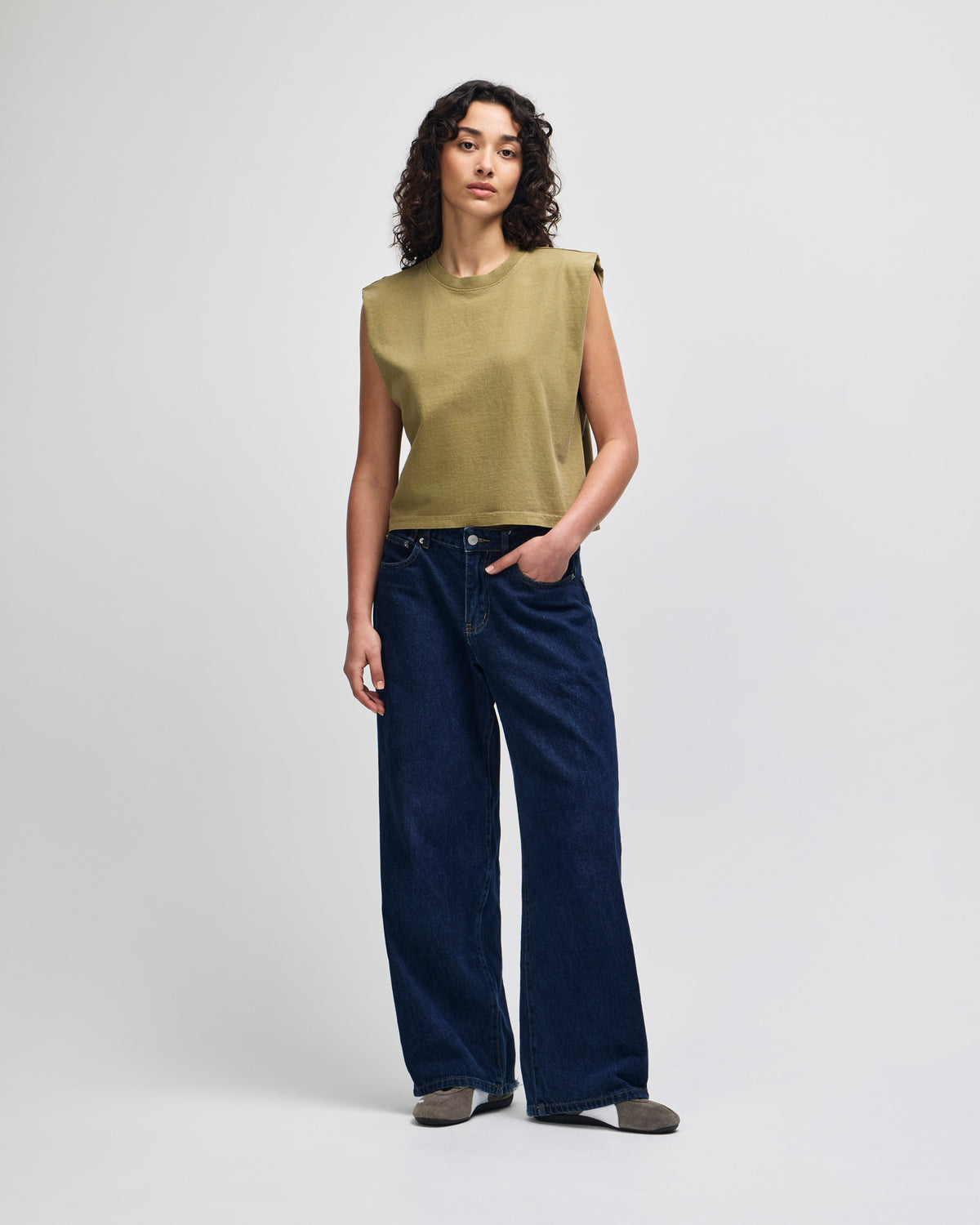 American Apparel Women's Muscle T-shirt - Faded Army
