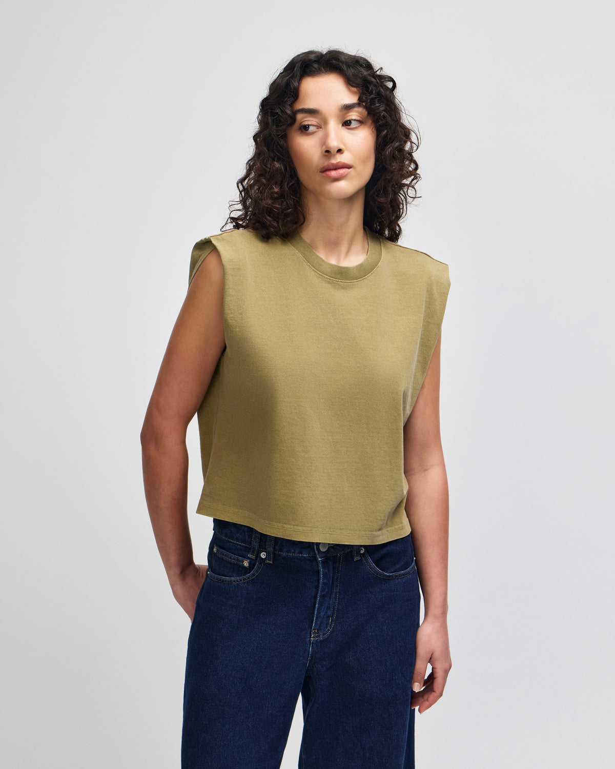 American Apparel Women's Muscle T-shirt - Faded Army