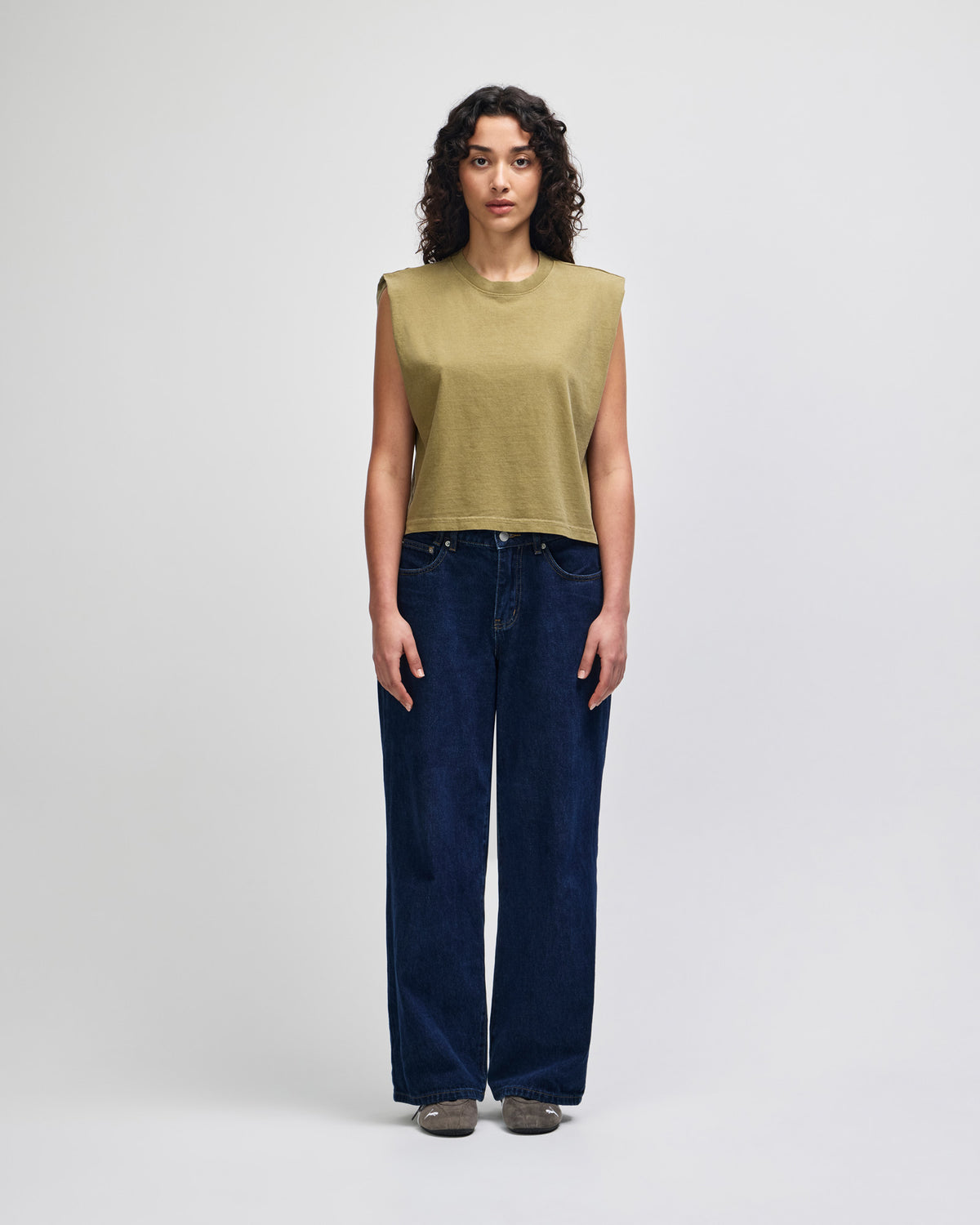 American Apparel Women's Muscle T-shirt - Faded Army