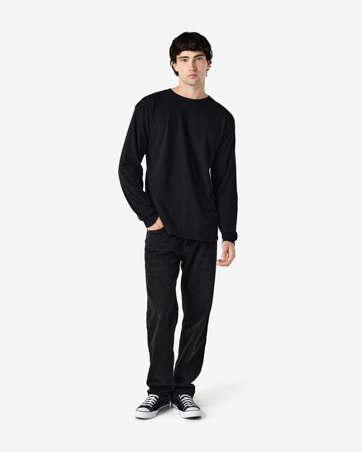 Gildan Heavy Cotton Adult Long Sleeve T-Shirt - Black
