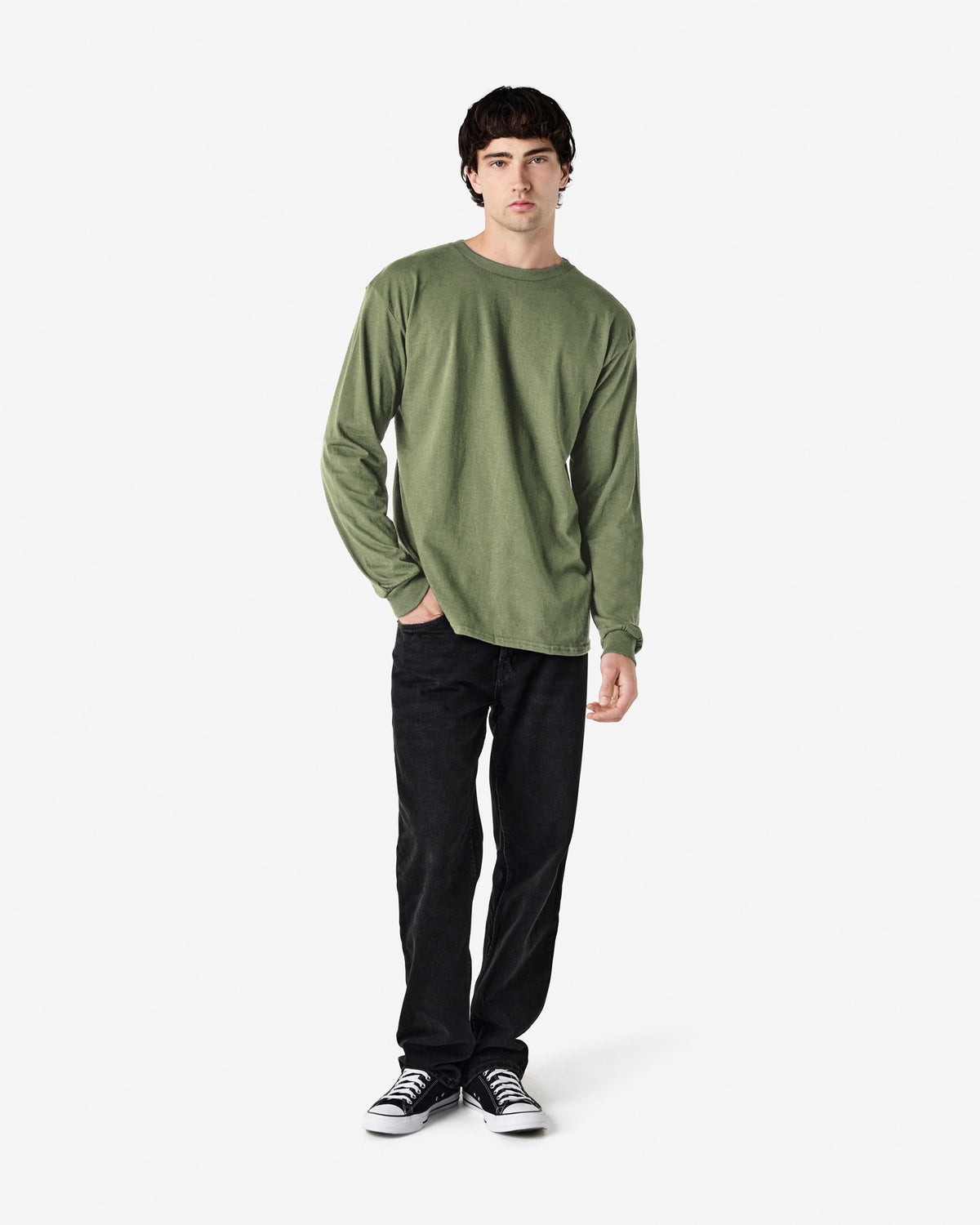 Gildan Heavy Cotton Adult Long Sleeve T-Shirt - Military Green