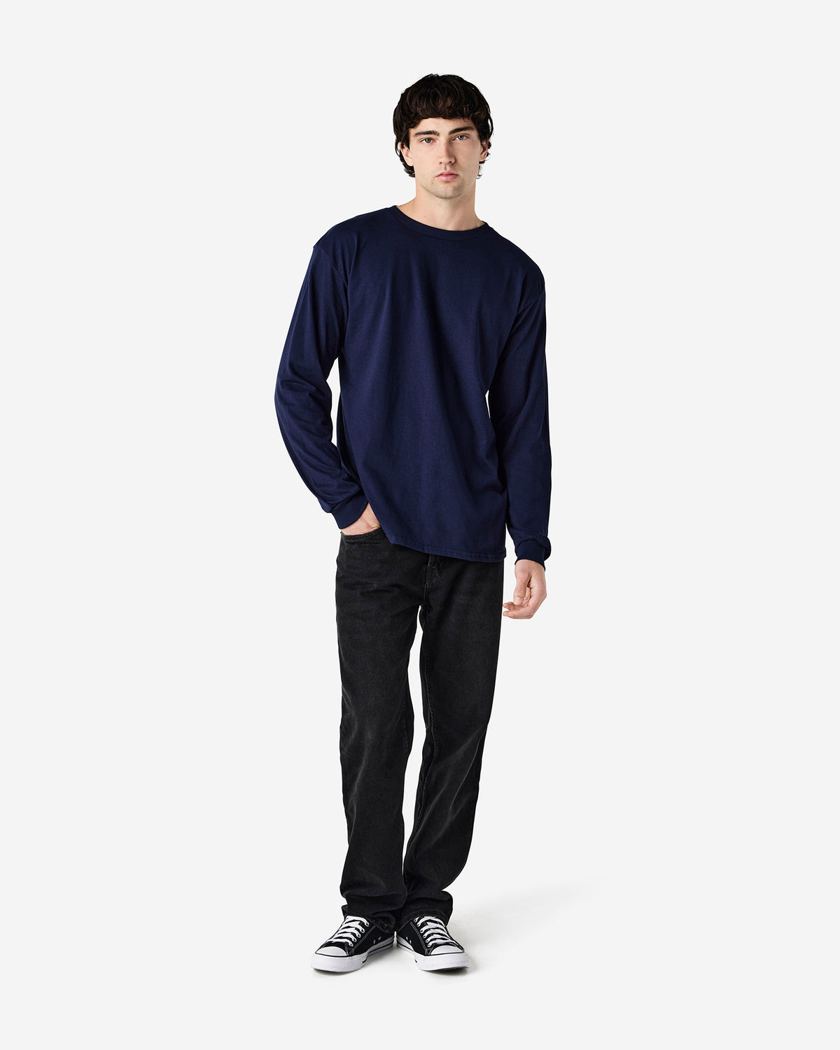 Gildan Heavy Cotton Adult Long Sleeve T-Shirt - Navy