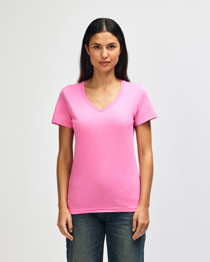 Gildan Softstyle Ladies' V-Neck T-Shirt - Azalea