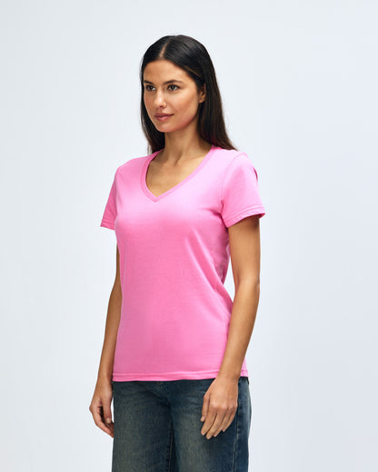 Gildan Softstyle Ladies' V-Neck T-Shirt - Azalea