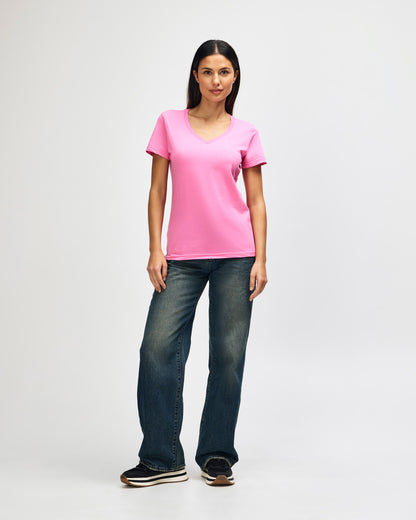 Gildan Softstyle Ladies' V-Neck T-Shirt - Azalea